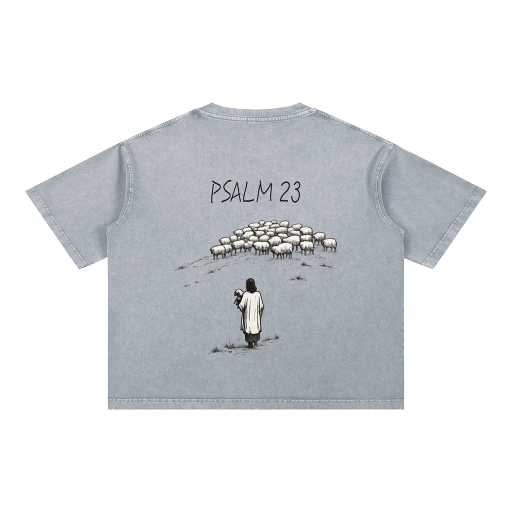 Unisex - PSALMS 23 GRAPHIC - Mineral Wash Boxy Cotton T-Shirt