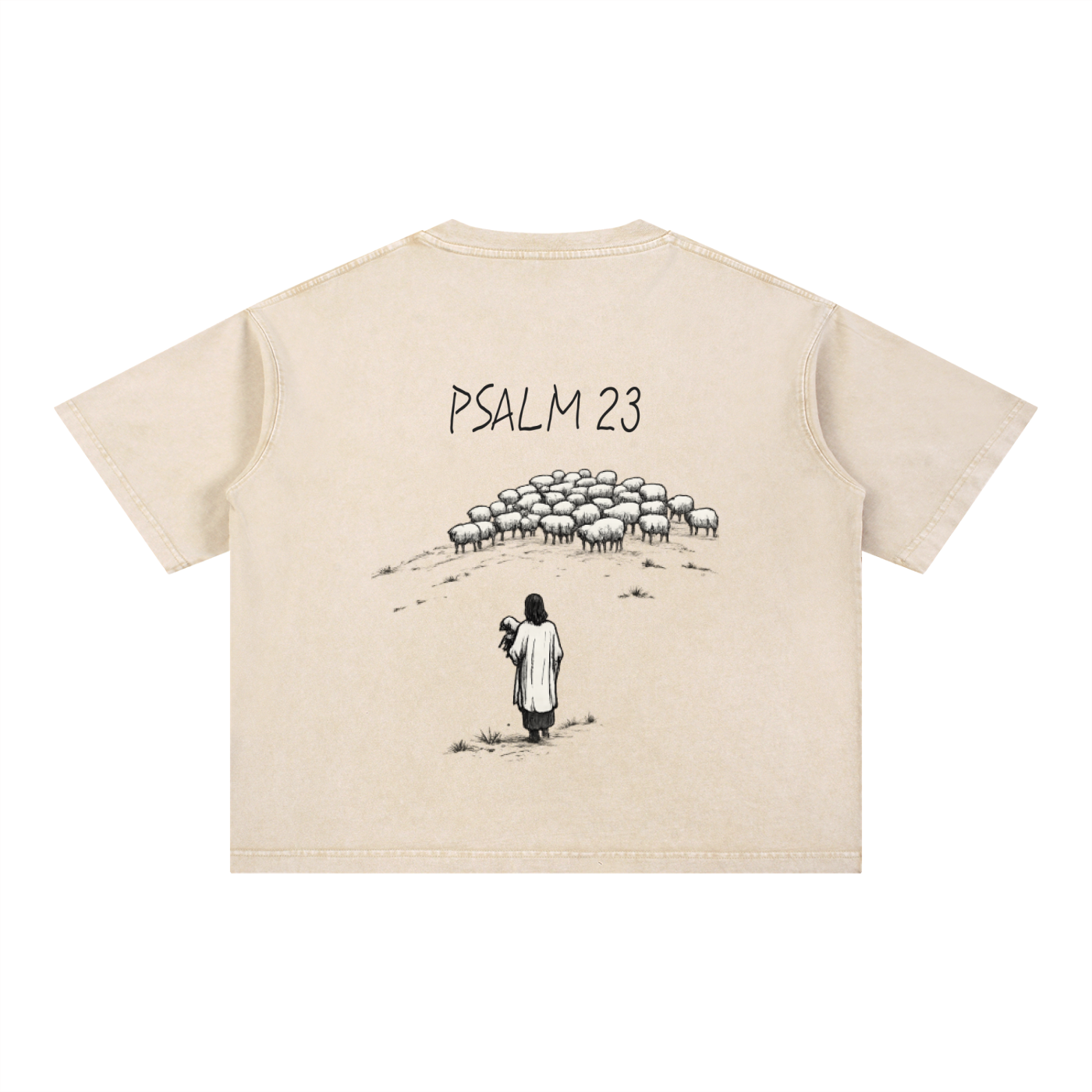 Unisex - PSALMS 23 GRAPHIC - Mineral Wash Boxy Cotton T-Shirt