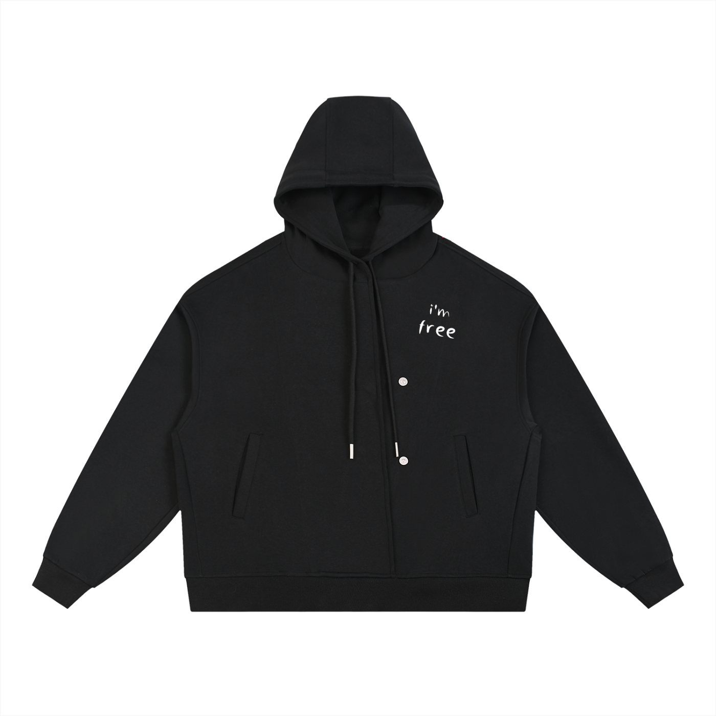 Boxy Button Placket Hoodie