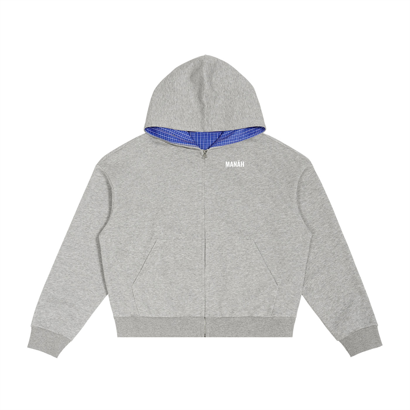 Unisex - MANAH - Contrast Plaid Boxy Zip Hoodie