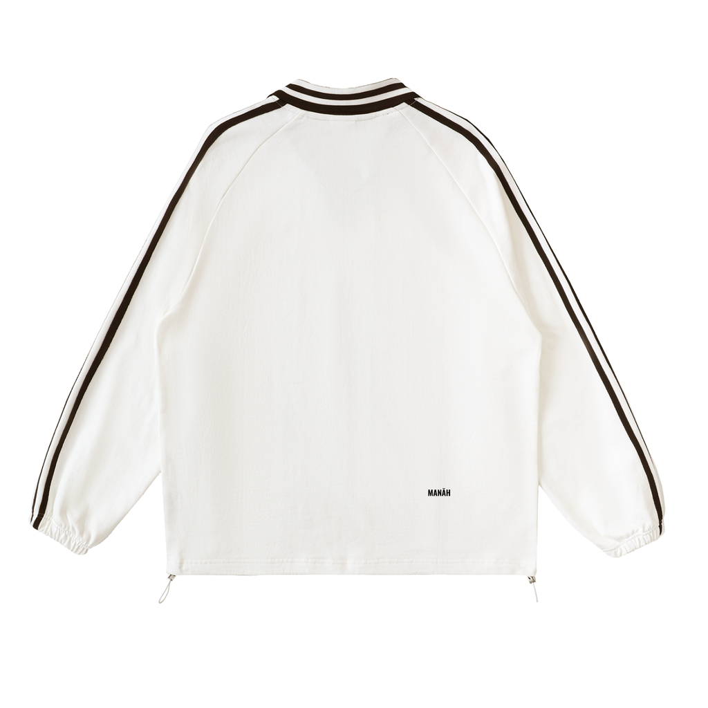 Contrast Striped Lapel Collar Sweatshirt